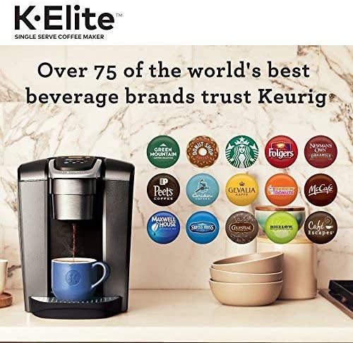 Keurig K-Elite Coffee Maker, Single Serve K-Cup Pod Coffee Brewer, With Iced Coffee Capability, Brushed Slat