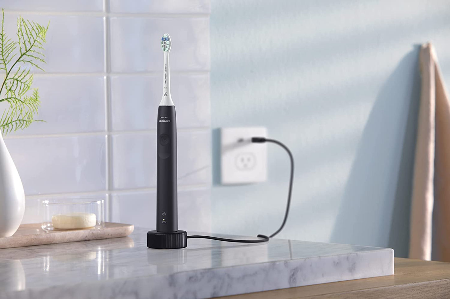 Philips Sonicare 4100 Power Toothbrush, Rechargeable Electric Toothbrush with Pressure Sensor, Black HX3681/24