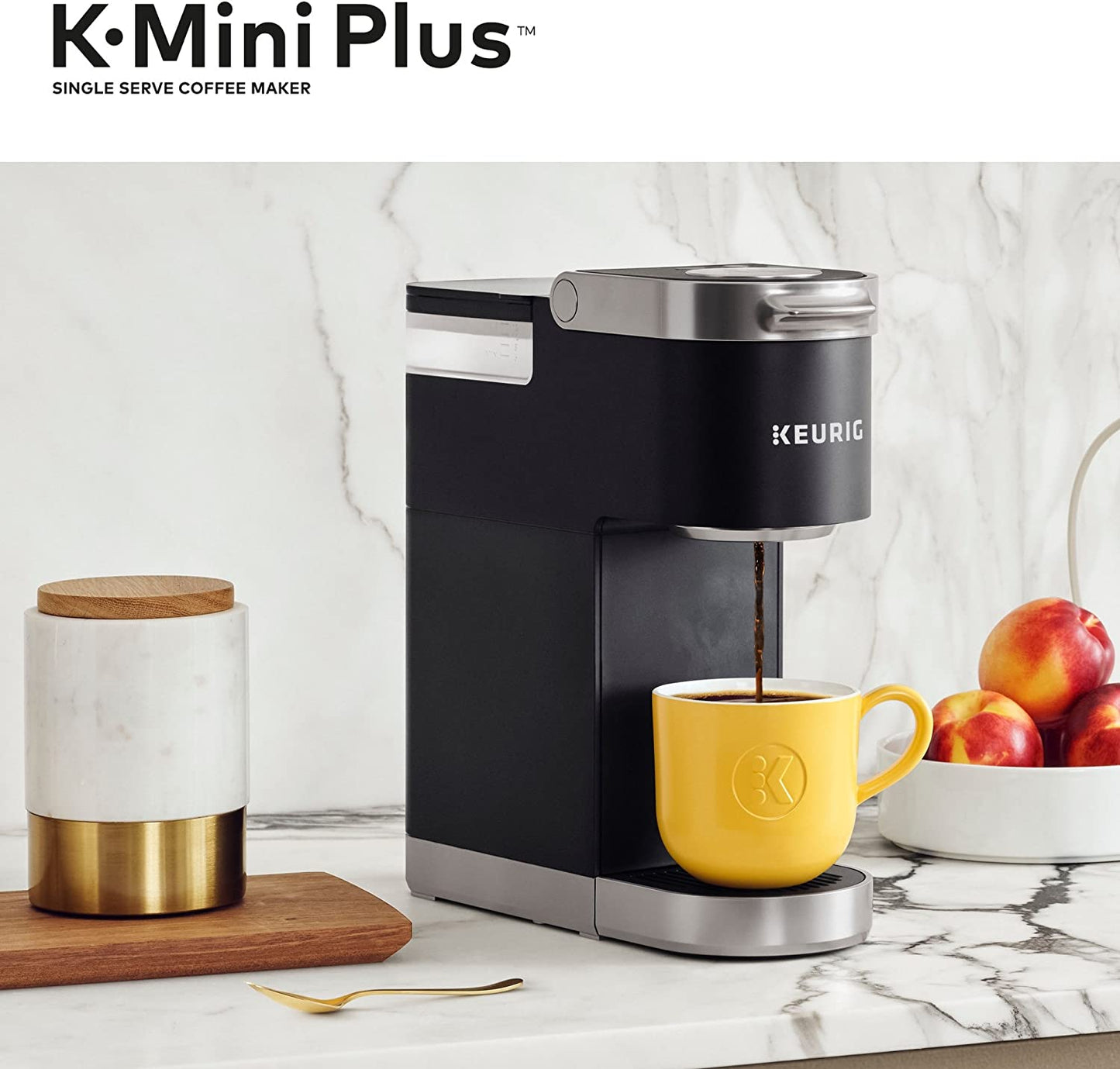 Keurig K-Mini Plus Coffee Maker, Single Serve K-Cup Pod Coffee Brewer, 6 to 12 oz. Brew Size, Stores up to 9 K-Cup Pods, Black