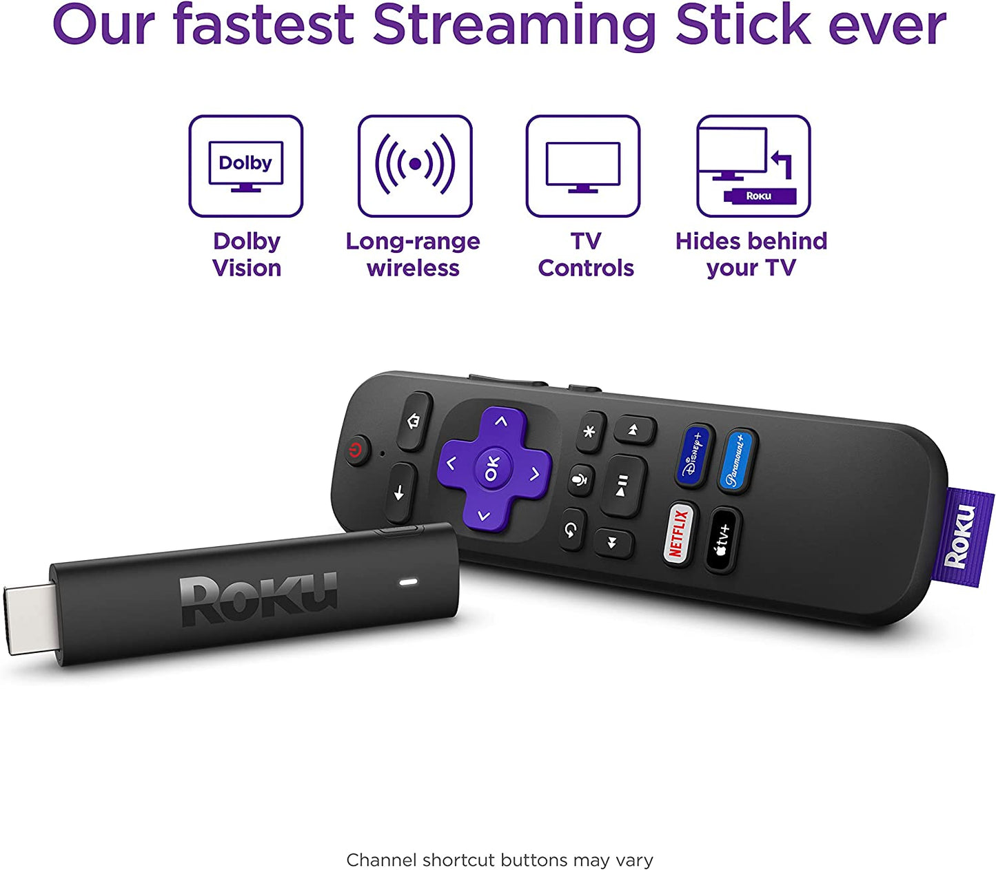 Roku Streaming Stick 4K | Streaming Device 4K/HDR/Dolby Vision with Roku Voice Remote and TV Controls