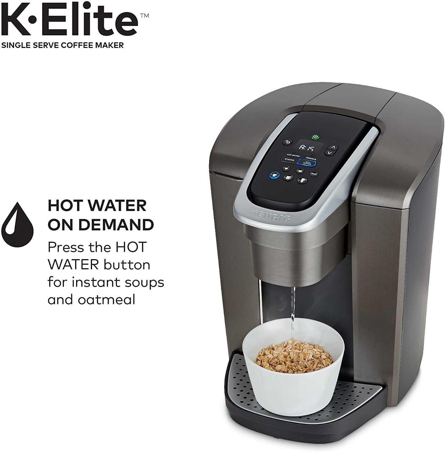 Keurig K-Elite Coffee Maker, Single Serve K-Cup Pod Coffee Brewer, With Iced Coffee Capability, Brushed Slat