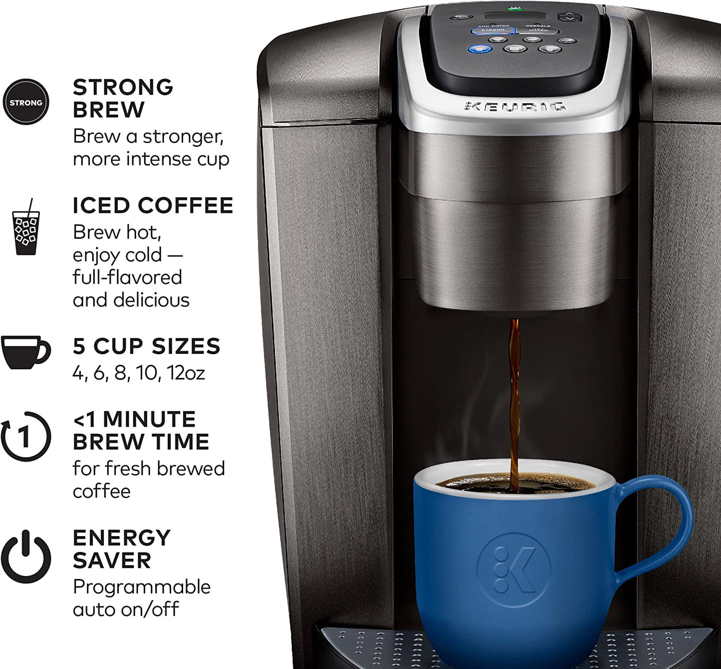 Keurig K-Elite Coffee Maker, Single Serve K-Cup Pod Coffee Brewer, With Iced Coffee Capability, Brushed Slat